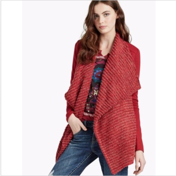 Lucky Brand Sweaters - New Lucky Brand Red Sweater Mixed Wrap Cardigan
